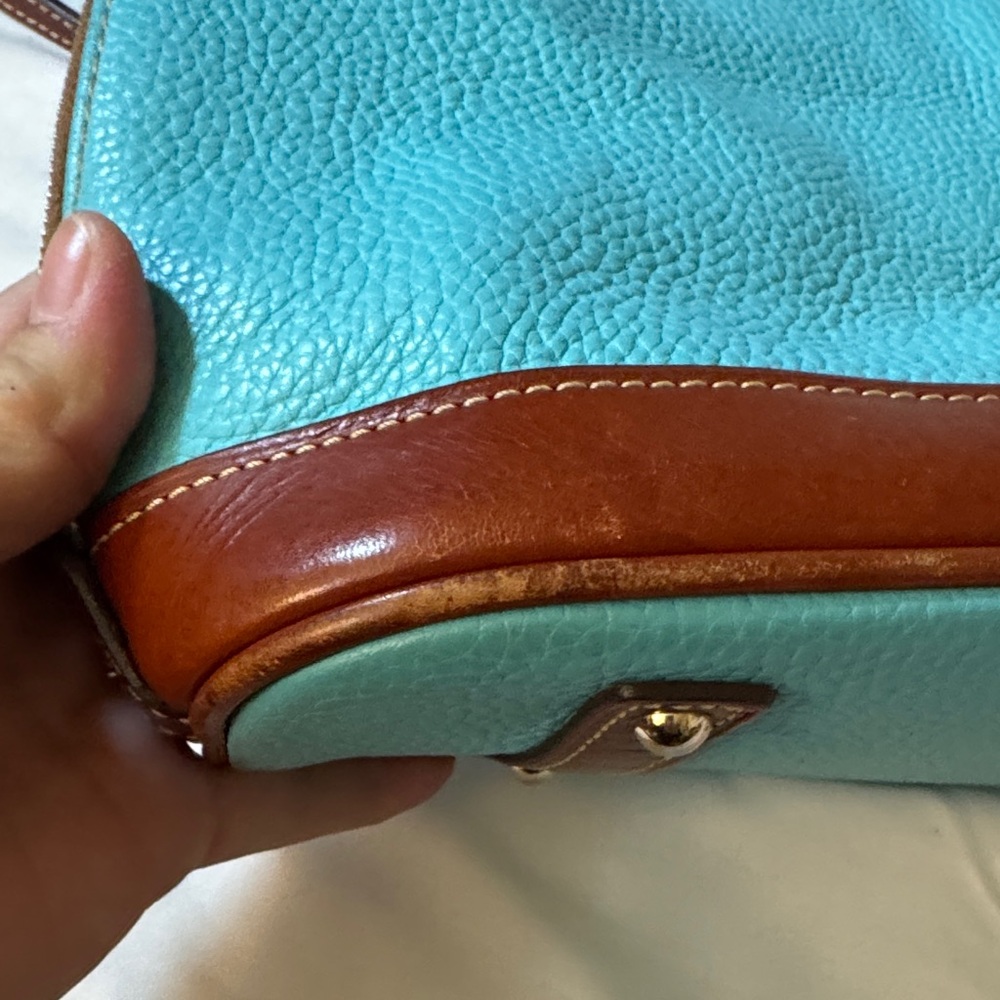 Dooney & Bourke Turquoise Pebbled Leather Zip Satchel Hand/ Shoulder Bag - Picture 7 of 10